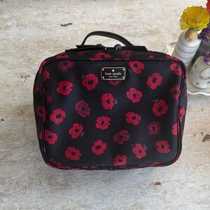 Kate Spade Black and Red Floral Cosmetic Case
